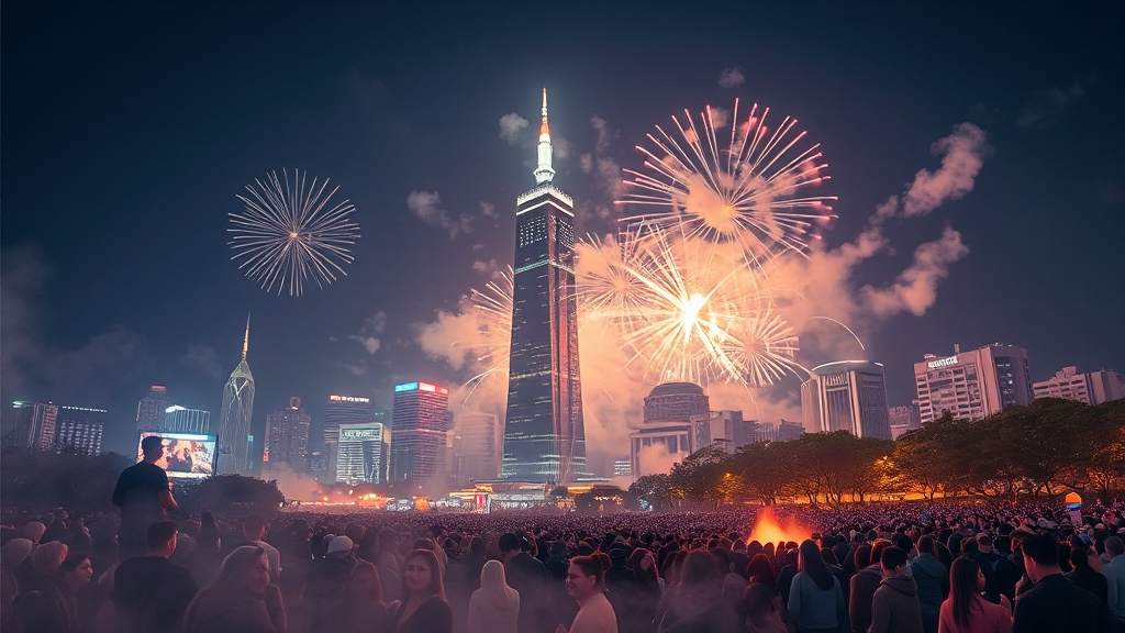 불꽃축제 명당 자리 (watercolor 스타일)