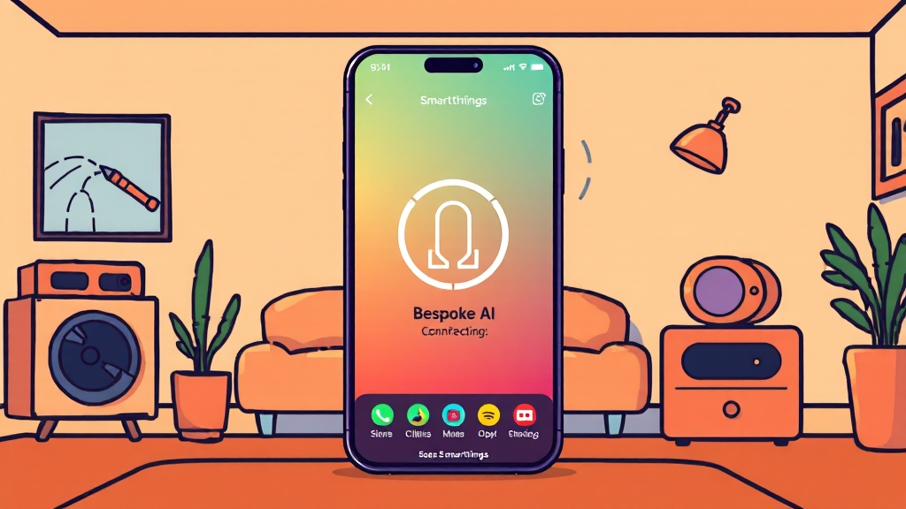 삼성 비스포크 AI 가전: 핵심 기능, 라인업, 스마트싱크 연동 완벽 분석 5 비스포크 AI, 스마트싱스와 연동 (cartoon 스타일)