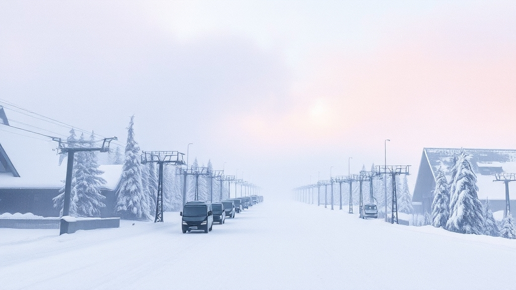 2025/26 스키장 개장일 총정리: 시즌권, 안전, 준비사항 완벽 가이드 11 기온 변화와 스키장 운영 (watercolor 스타일)