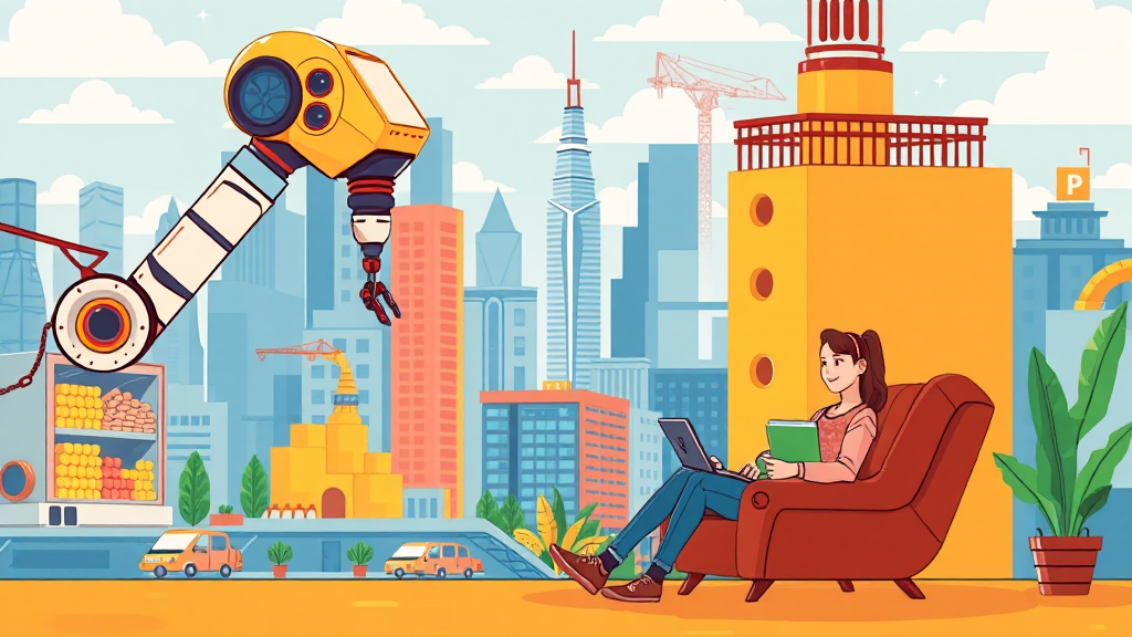 일론 머스크의 AI 로봇 혁명: 미래 일자리, 경제, 화폐의 변화 4 AI 로봇 시대의 경제 구조 변화 (cartoon 스타일)