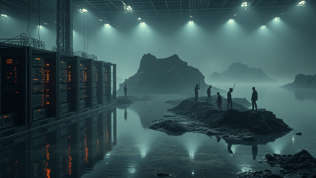 AI 데이터센터 물 사용량 증가, 원인과 환경 영향 및 절약 기술 동향 3 데이터센터 물 사용량 규모와 환경 영향 (realistic 스타일)