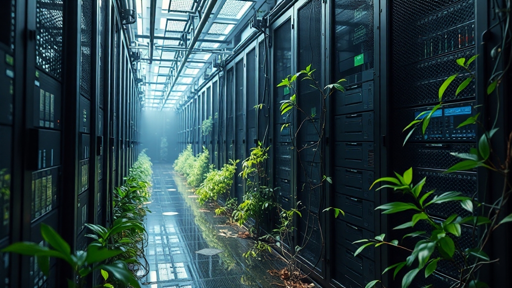 AI 데이터센터 물 사용량 증가, 원인과 환경 영향 및 절약 기술 동향 6 주요 기업의 데이터센터 물 관리 전략 (realistic 스타일)