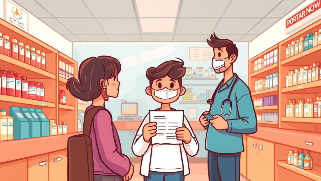 처방전 및 약 수령 (cartoon 스타일)