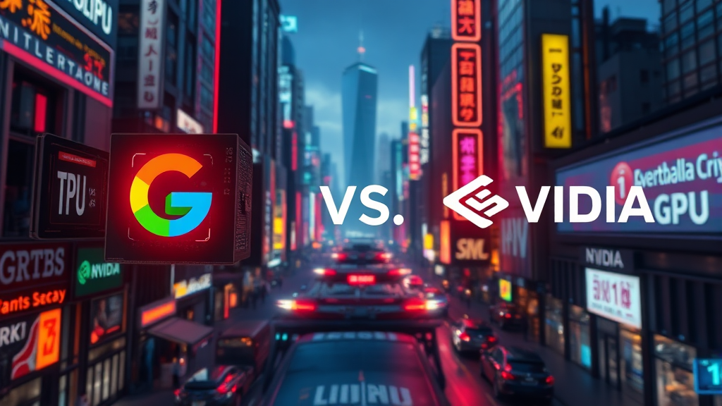 AI 반도체 경쟁: 구글 TPU vs 엔비디아 GPU (realistic 스타일)