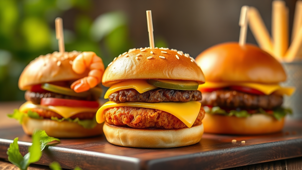 버거별 상세 맛 평가: 솔직 후기 (realistic 스타일)