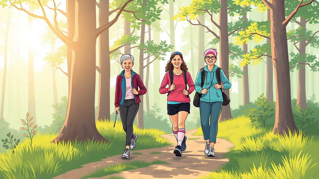 암 진단 후 토탈 케어: 식단, 운동, 멘탈 관리 & 요양병원 선택 A to Z 6 암 환자를 위한 운동 요법 & 신체 활동 (illustration 스타일)