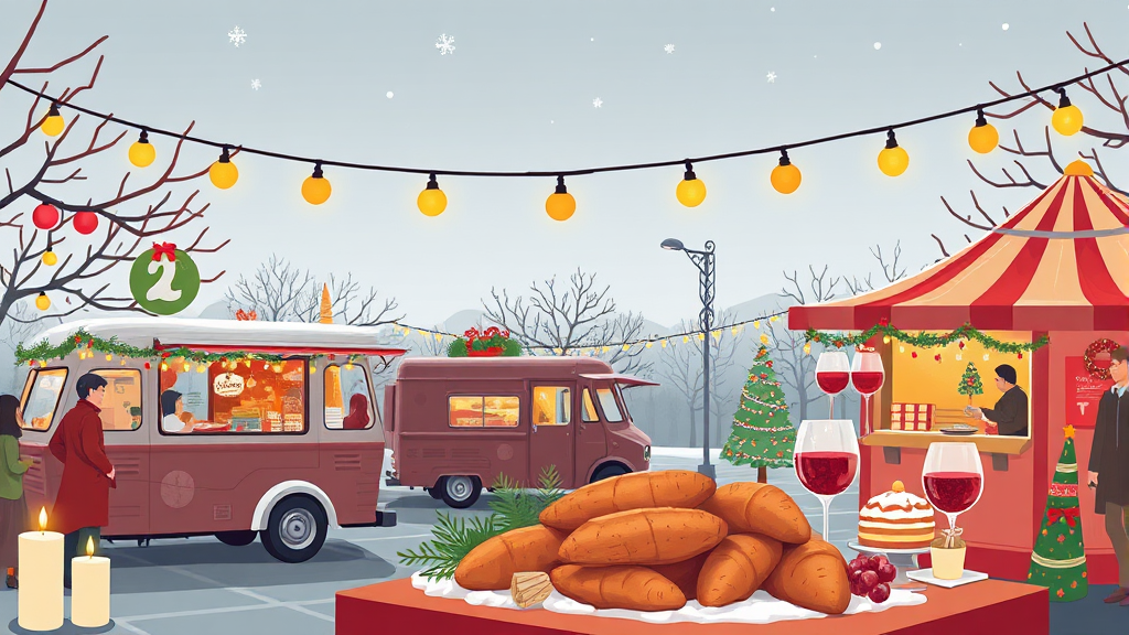 2025 크리스마스 축제 총정리: 놓치면 후회할 완벽 가이드 (위치, 프로그램, 꿀팁) 5 먹거리 및 쇼핑 정보 (illustration 스타일)