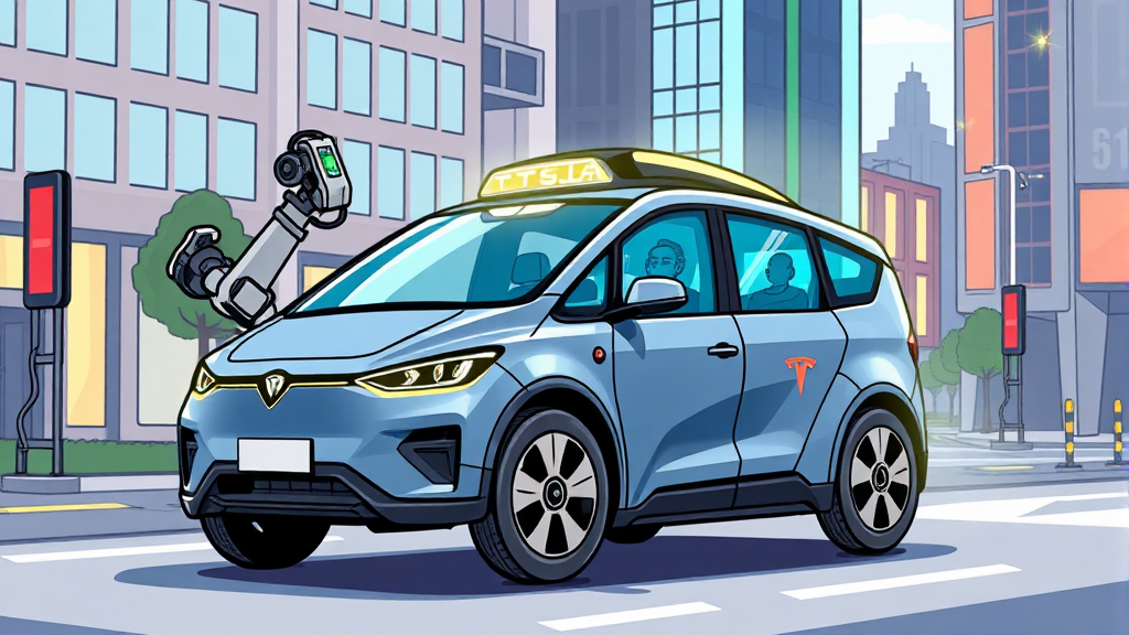 로보택시 기술 발전과 상용화 (cartoon 스타일)