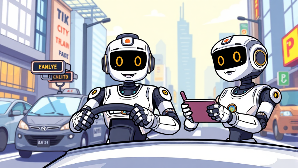 휴머노이드 로봇의 활용 분야 및 기대 효과 (cartoon 스타일)