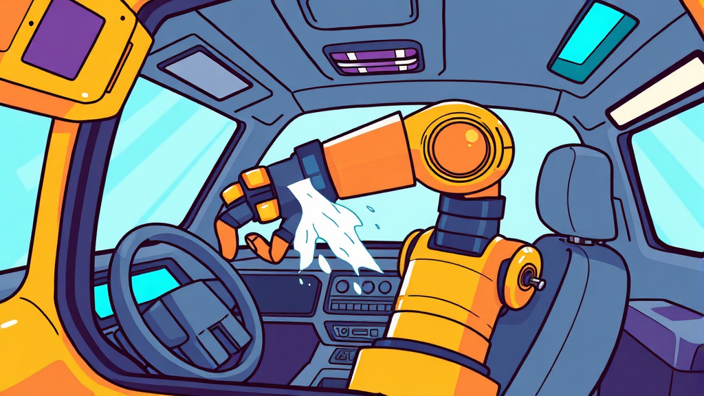 로봇 청소 시스템 개발 및 자동화 (cartoon 스타일)