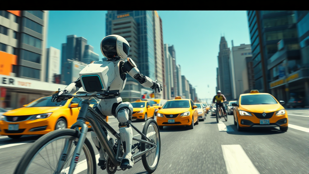 주요 기업의 로보택시 및 휴머노이드 로봇 전략 (realistic 스타일)