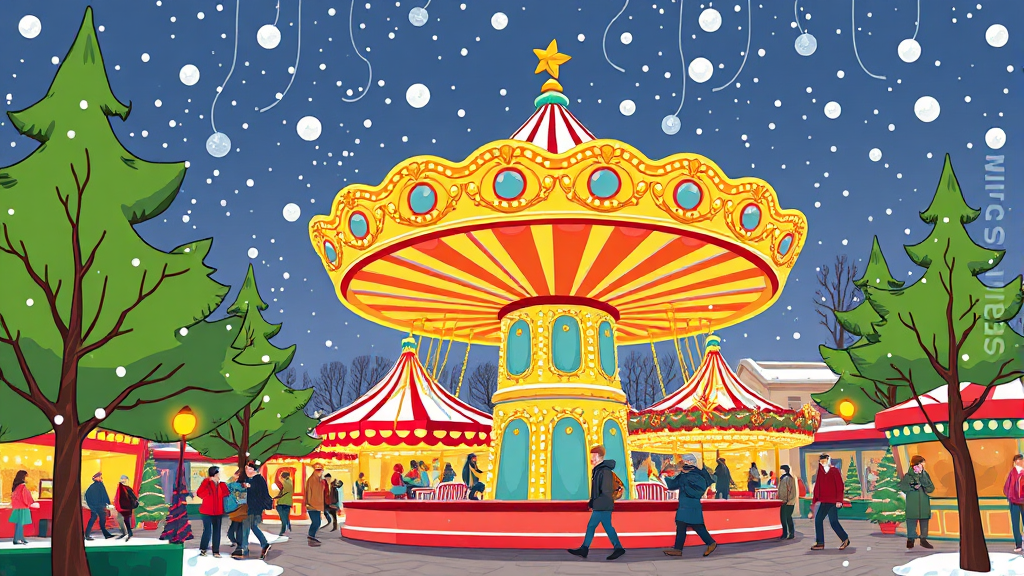 크리스마스 마켓 운영 시간 및 이벤트 (cartoon 스타일)