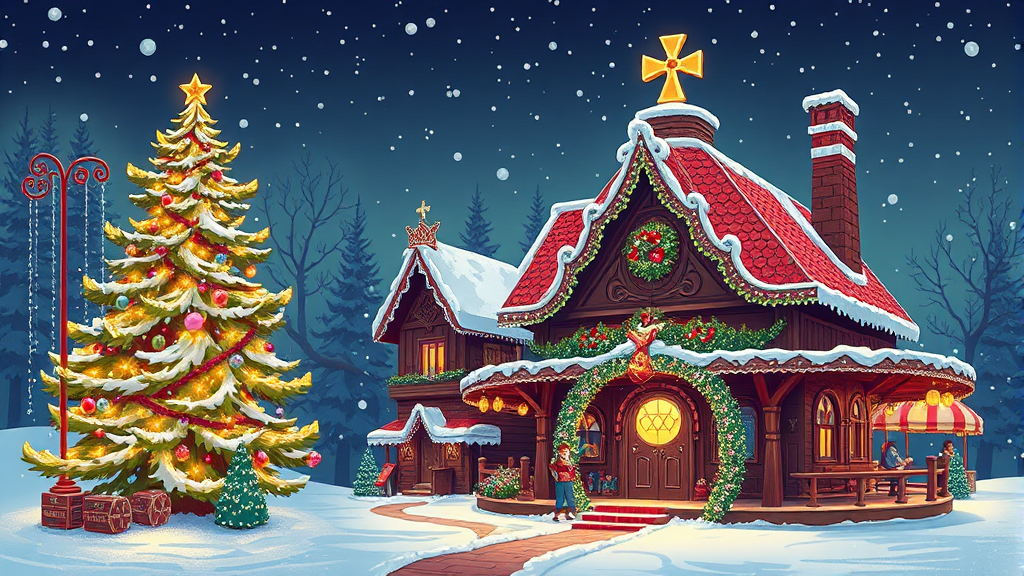 크리스마스 마켓 포토존 (illustration 스타일)