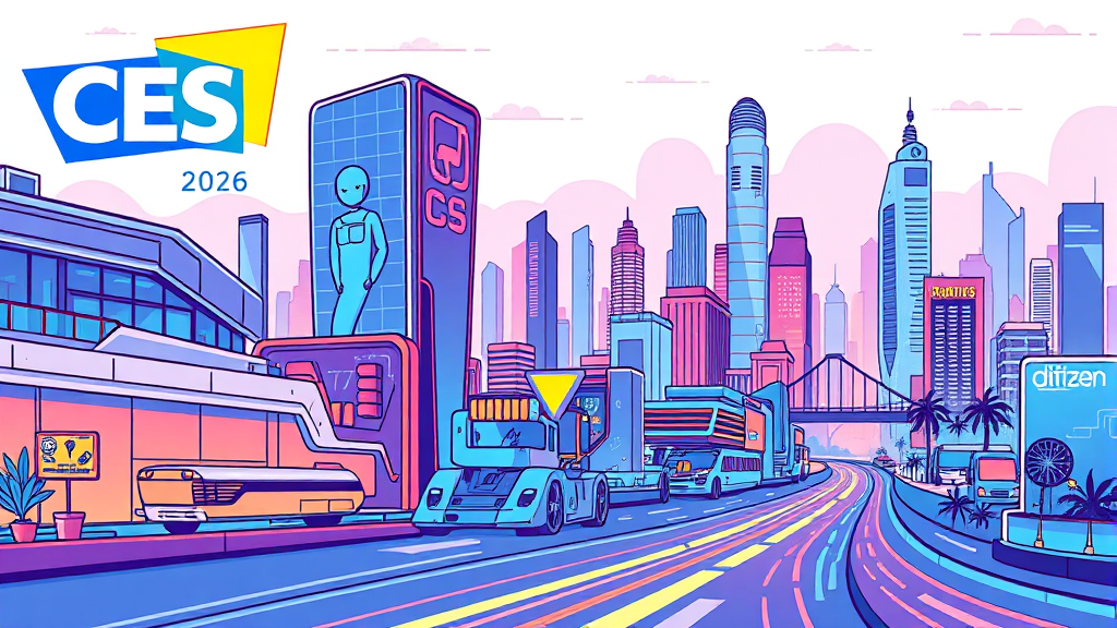 CES 2026 관련주 분석 (illustration 스타일)