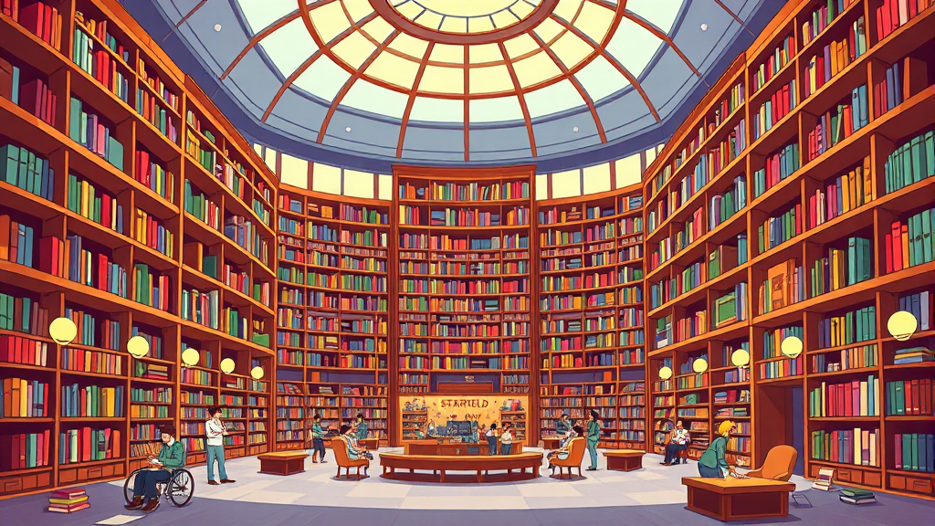 별마당도서관 크리스마스 트리 완벽 가이드: 위치, 포토존, 축제 정보 총정리 6 별마당도서관 내부 공간 구성 (cartoon 스타일)