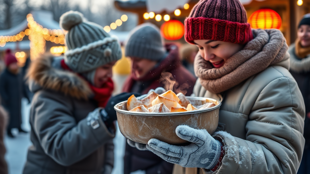 겨울 축제 먹거리 & 부대시설 (realistic 스타일)