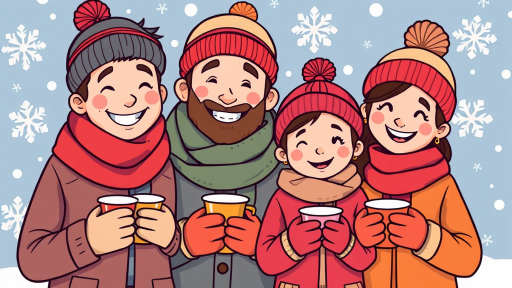 겨울 축제 방문 시 유의사항 (cartoon 스타일)