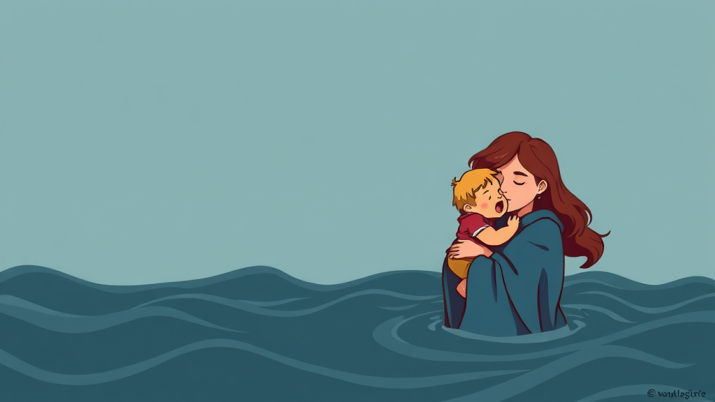 재난 속 선택: 생존과 구원 (cartoon 스타일)