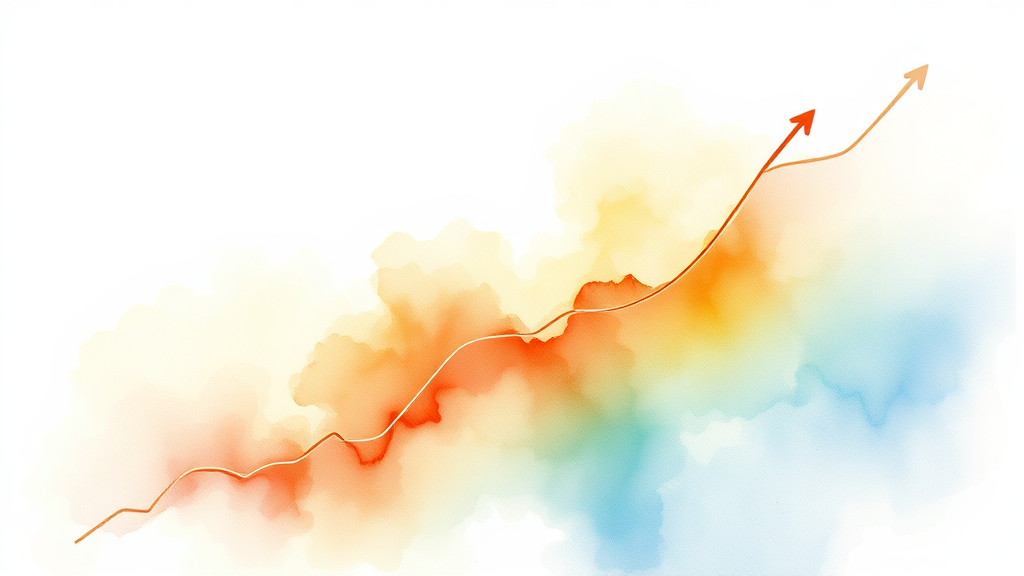 미국 주식 상승 배경 (watercolor 스타일)