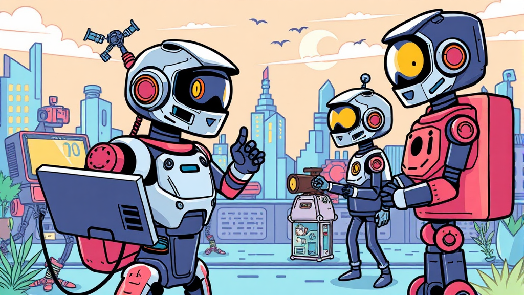 오픈소스 AI 에이전트 A to Z: 구축, 활용, 성능 비교 및 미래 전망 4 AI 에이전트 오픈소스 활용 분야 (cartoon 스타일)