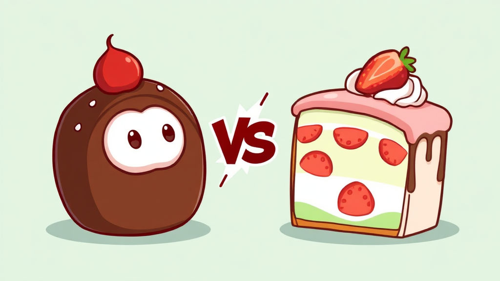 두초생 미니 vs 말차 스초생, 뭐가 좋을까? (cartoon 스타일)