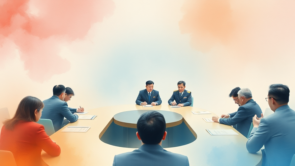 청와대 긴급 대책 회의 (watercolor 스타일)