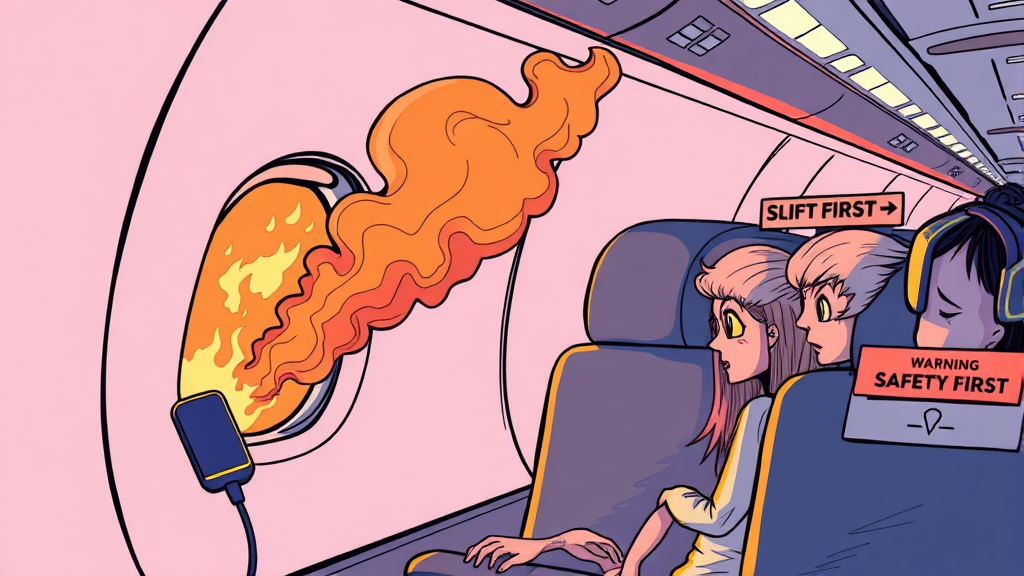 기내 사용 금지 이유와 대처 (illustration 스타일)