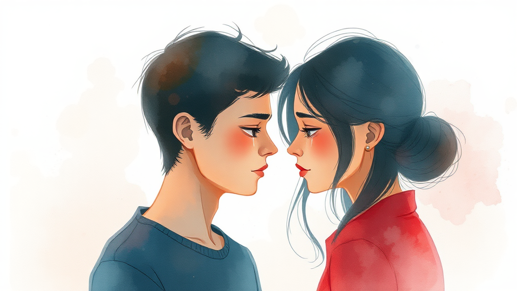 최종 선택 전 출연진 심리 변화 (watercolor 스타일)