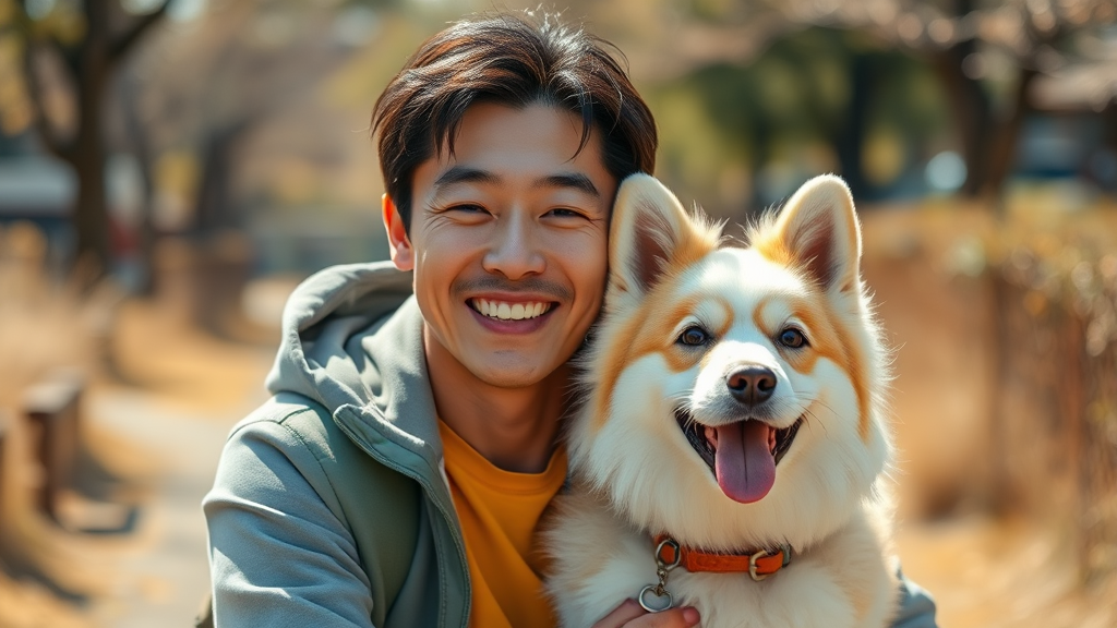 반려견 꽃분이: 행복한 일상 (realistic 스타일)