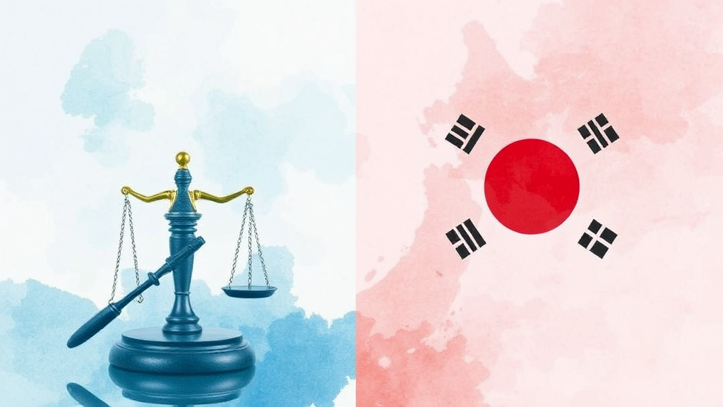 법무·의료 AI 도입, 한국과 일본의 다른 선택 (watercolor 스타일)