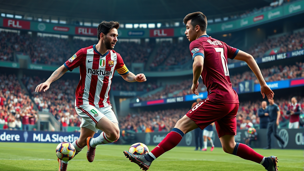 메시와 손흥민, MLS에서 펼쳐지는 역사적인 맞대결 (realistic 스타일)