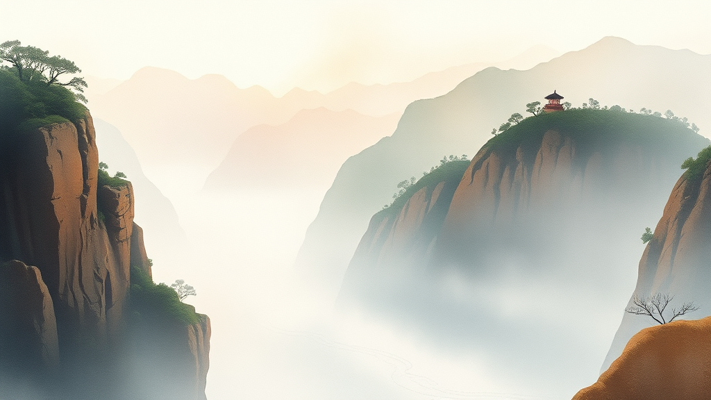 청령포의 지형적 특징과 역사적 배경 (watercolor 스타일)