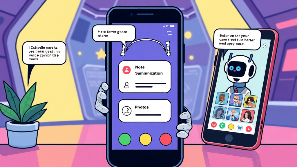 AI 에이전트 활용 예시: 편리함을 더하는 스마트폰 경험 (cartoon 스타일)