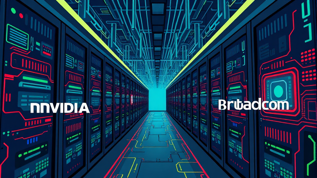 엔비디아 AI 시대 핵심 동력: 실적 분석과 투자 기회 4 엔비디아의 경쟁사 및 관련 기술 동향 (cartoon 스타일)