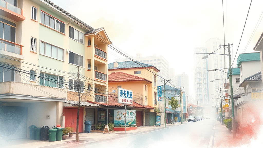 집값 변동 요인과 실수요자의 고민 (watercolor 스타일)