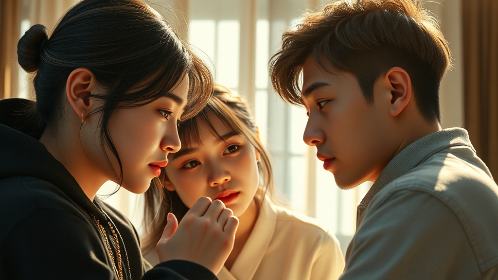 순자의 질투와 옥순의 선택: 삼각관계의 심화 (realistic 스타일)