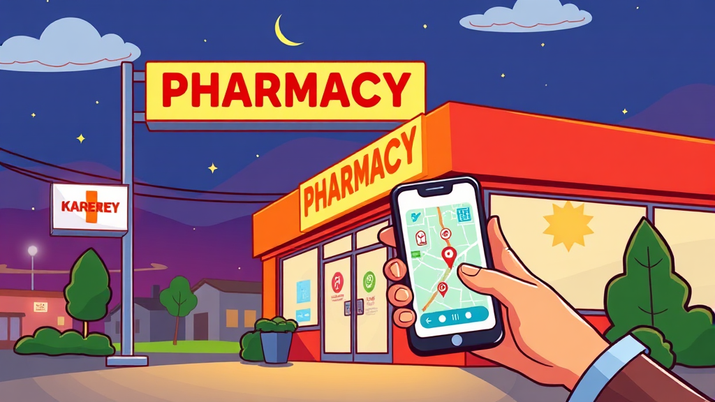 심야 약국 정보, 어디서 어떻게 찾을까? (cartoon 스타일)