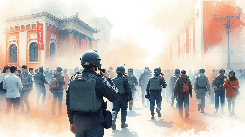 위기 상황 대비 및 인파 통제 시스템 (watercolor 스타일)