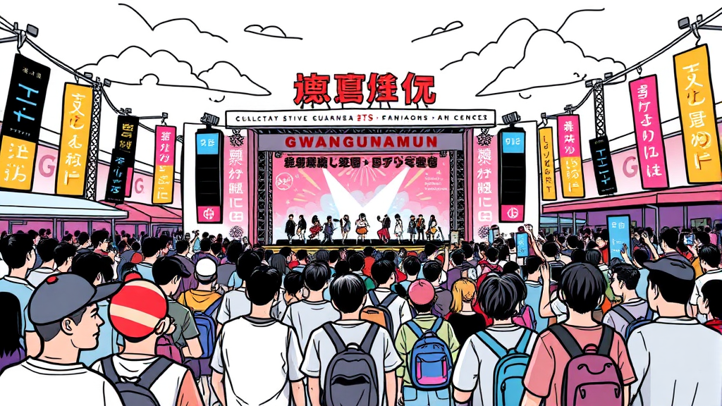 공연 전후 안전 관리 계획 및 해외 팬 지원 (cartoon 스타일)