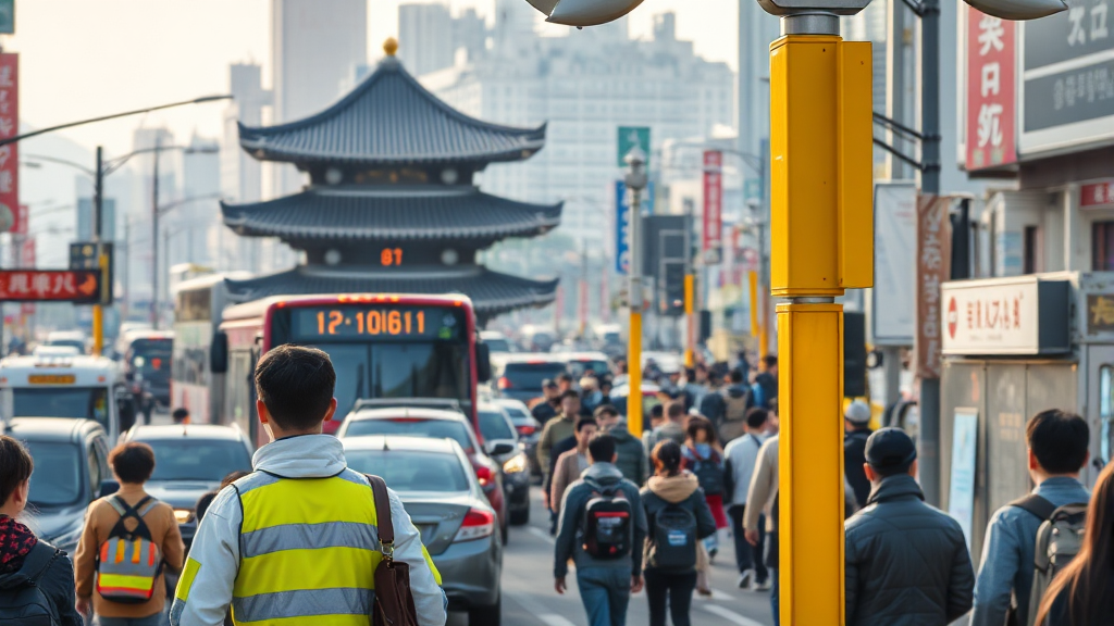 교통 통제 및 대중교통 이용 안내 (realistic 스타일)