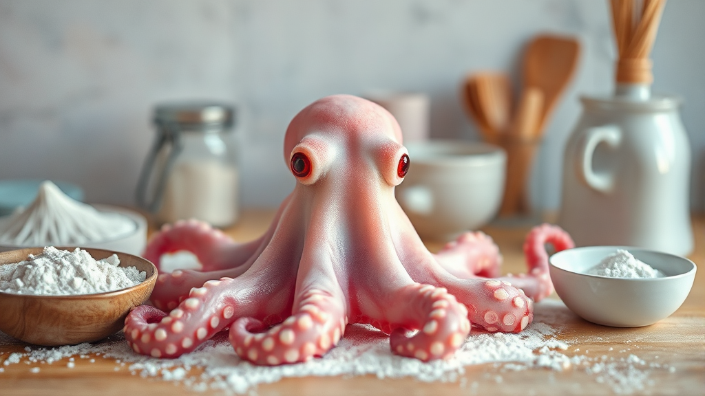 문어 삶기 전 필수 준비: 재료와 손질법 (watercolor 스타일)