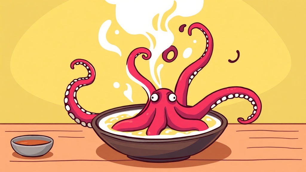 문어 삶은 육수 활용법과 영양 정보 (cartoon 스타일)