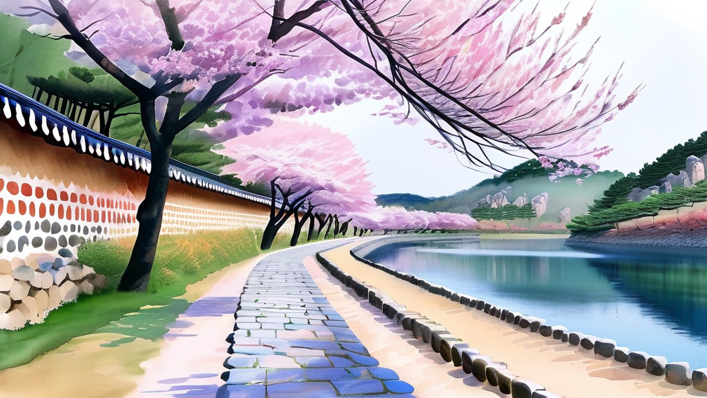 경주 벚꽃 명소 추천: 인생샷 남길 최고의 장소 (watercolor 스타일)
