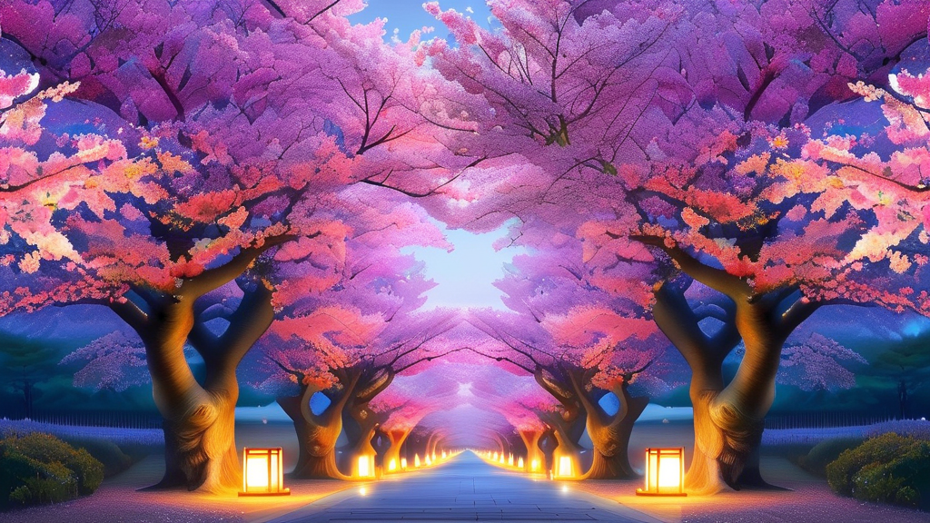 흥무로 벚꽃길: 역사와 자연이 어우러진 아름다운 산책로 (realistic 스타일)