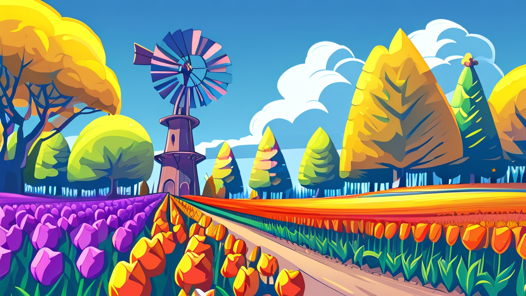 2026 튤립축제 완벽 가이드: 기간, 장소, 입장료, 인생샷 명소까지 5 눈과 마음을 사로잡는 볼거리: 다채로운 튤립과 특별한 조형물 (cartoon 스타일)