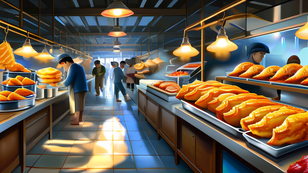 속초 중앙시장에서 맛보는 특별한 간식과 술빵 (realistic 스타일)